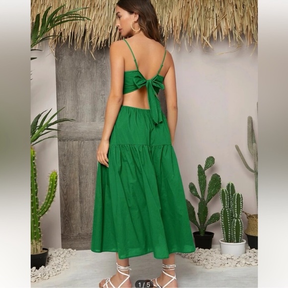 Tie Backless Ruffle Hem Cami Dress - Picture 3 of 4